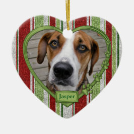 Pet Hund Memorial Rand Photo Heart jul Julgransprydnad Keramik