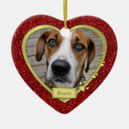 Pet Hund Memorial Red Photo Heart jul Julgransprydnad Keramik