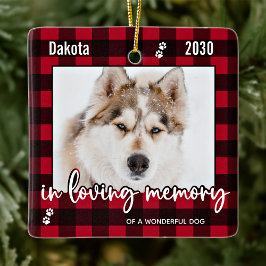 Pet Hund Memorial Red Play in Loving Memory Photo Julgransprydnad Keramik