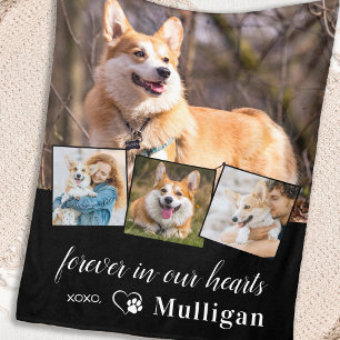 Pet Hund Memorial Sympathy Keepsak 4 Photo Collage Fleecefilt