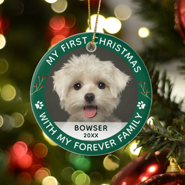 Pet Hund Min första Anpassningsbar-foto Julgransprydnad Keramik (Skapare uppladdad)