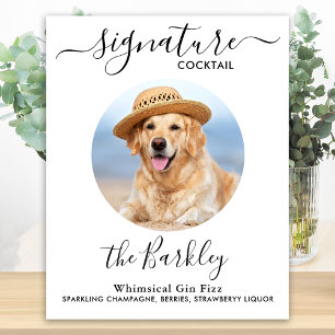 Pet Hund Namnteckning Cocktail Anpassningsbar Phot Poster