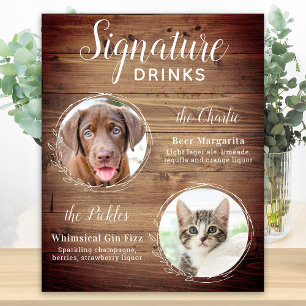 Pet Hund Namnteckning Drinks Anpassningsbar Photo  Poster