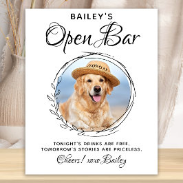 Pet Hund Open Pub Namnteckning Drinks Poster