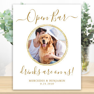 Pet Hund Öppet Pub Personlig Guld Poster