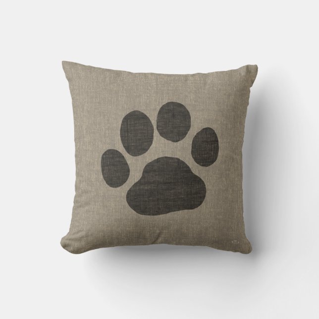 Pet Hund Paw Skriv ut| Faux Linen Burlap Stil Kudde (Framsida)