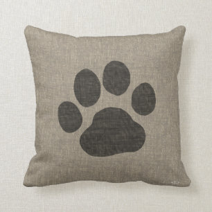 Pet Hund Paw Skriv ut Faux Linen Burlap Stil Kudde