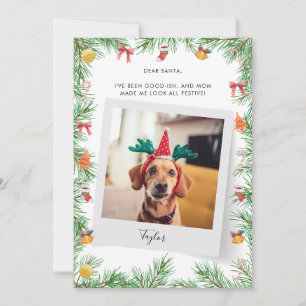 Pet Hund Photo Naughty eller Nice Anpassningsbar j Julkort
