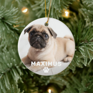 Pet-Hund Simple Paw Skriv ut eget namnfoto Julgransprydnad Keramik