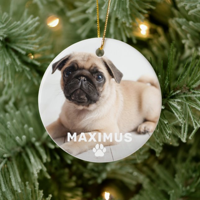 Pet-Hund Simple Paw Skriv ut eget namnfoto Julgransprydnad Keramik (Träd)