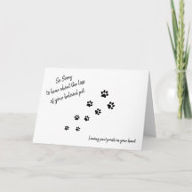 Pet Hund Sympathy Card with tass avtryck och citat