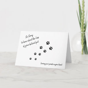 Pet Hund Sympathy Card with tass avtryck och citat Kort