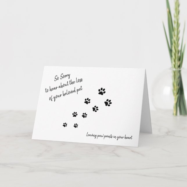 Pet Hund Sympathy Card with tass avtryck och citat Kort (Framsida)