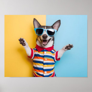 Pet i Snyggt Solglasögon och Vibrant Outfit Poster
