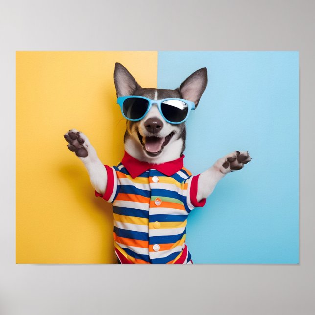 Pet i Snyggt Solglasögon och Vibrant Outfit Poster (Framsidan)