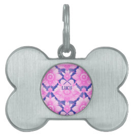 Pet ID Tag Vibrant pink fancy  ID-bricka Husdjur
