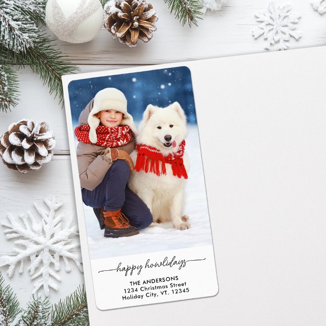 Pet jul Lycklig Howlidays Modern Hund Photo Fraktsedel (Skapare uppladdad)