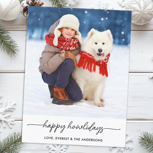 Pet jul Lycklig Howlidays Modern Hund Photo Helg Vykort (Skapare uppladdad)