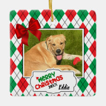 Pet Julgran Ornament - Argyle och bows.