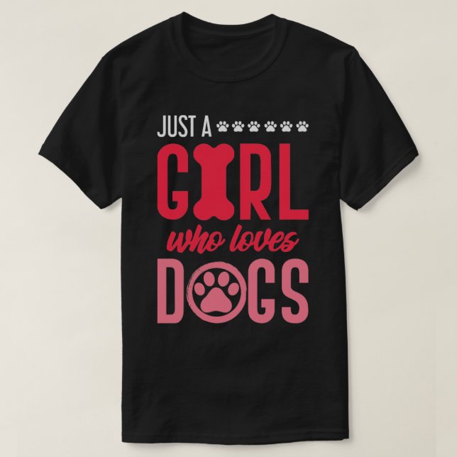 Pet Kärlek Girl Hundar Hund T Shirt (Design framsida)