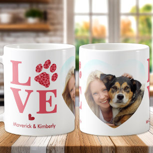 Pet KÄRLEK Heart Photo Anpassningsbar Hund älskare Kaffemugg