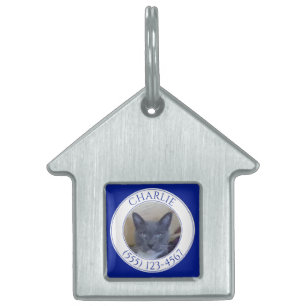 PET KÄRLEK House Pet Tag/Navy Blue ID-bricka Husdjur