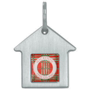 PET KÄRLEK House Pet Tag - Red Scott Tartan ID-bricka Husdjur