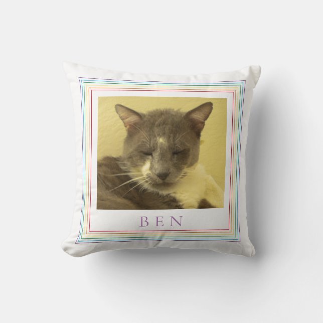 PET KÄRLEK Pet Photo Dekorativ kudde + Text/regnbå (Framsida)