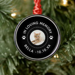 Pet Loss Cat Tass avtryck Memorial i överlagringsm Julgransprydnad Metall