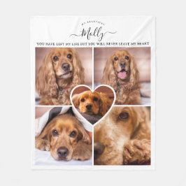 Pet Loss Gift - Hund Cat Photo Collage Grid & Hear Fleecefilt