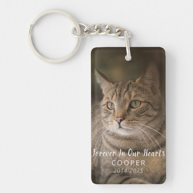 Pet Loss Gift | Personalized Cat Memorial Photo Nyckelring (Framsidan)