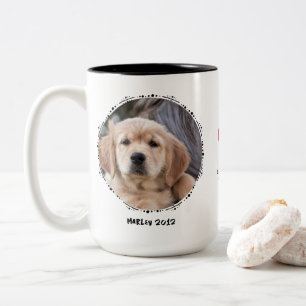 Pet Loss Hund Memorial Keepsak 2 Photo Anpassnings Två-Tonad Mugg