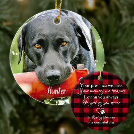 Pet Loss Hund Photo Red Buffalo Pput Pet Memorial Julgransprydnad Keramik