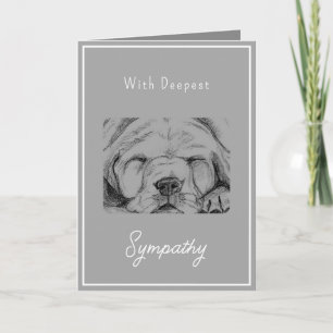 Pet Loss Hund Sympathy Grått Hand plockade Kort