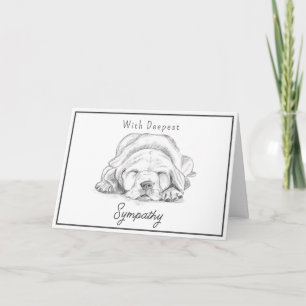 Pet Loss Hund Sympathy White Grått Hand plockade Kort