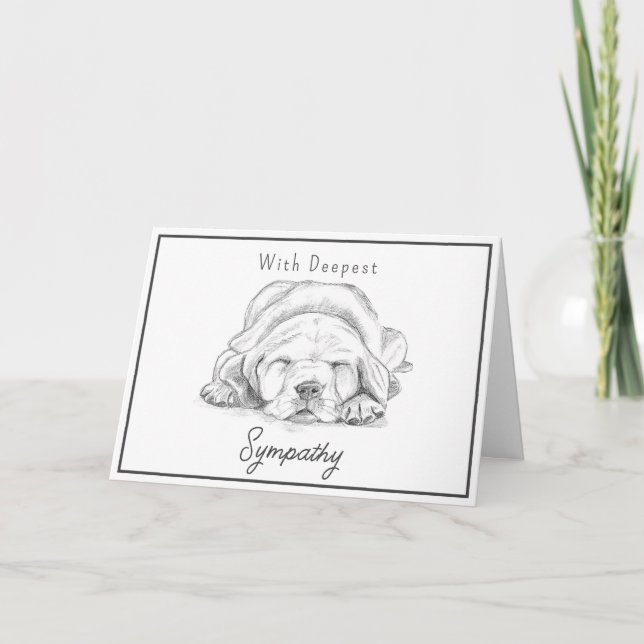 Pet Loss Hund Sympathy White Grått Hand plockade Kort (Framsida)