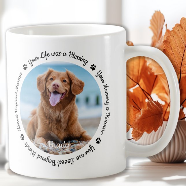 Pet Loss Loss Sympathy Keepsak 2 Photo Hund Memori Kaffemugg (Skapare uppladdad)