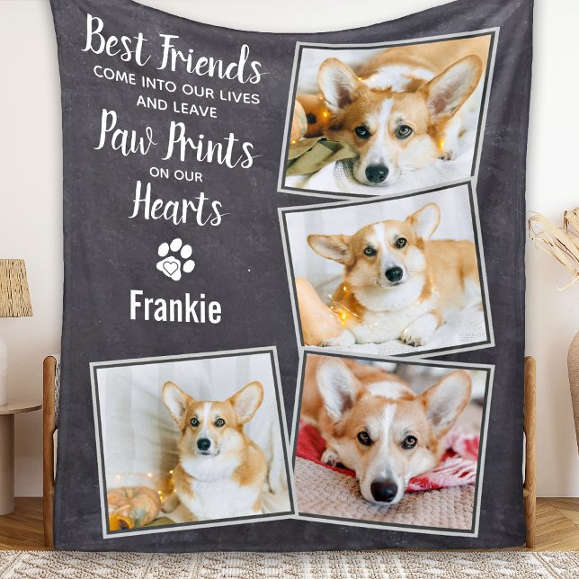 Pet Loss Quote Photo Collage Pet Dog Memorial Fleecefilt (Skapare uppladdad)