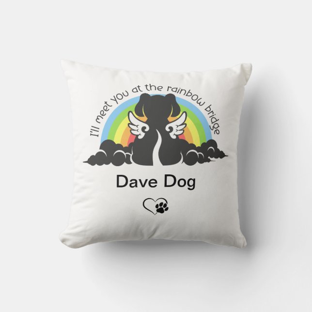 Pet Loss Rainbow Bridge Hund Silhouette Pillow Kudde (Framsida)