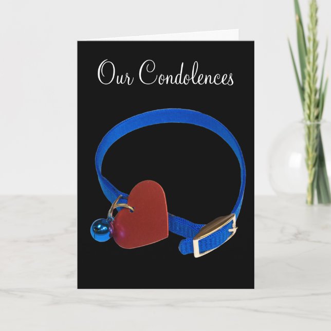 Pet Loss Sympathy Blue Collar Red Heart-mall Kort (Framsida)
