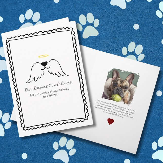 Pet Loss Sympathy Dog Angel Wings Custom Photo Kort (Skapare uppladdad)