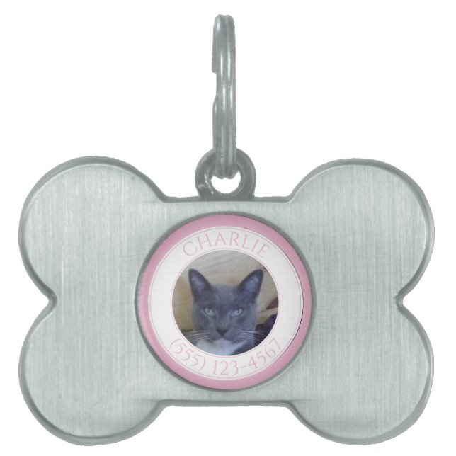 PET LOVE Ben Halsbandsetikett / Rosa ID-bricka Husdjur (Framsidan)