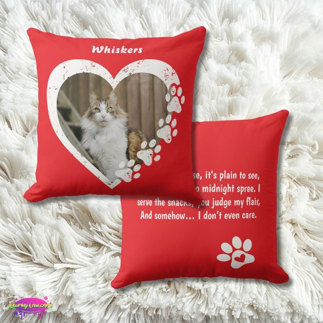 Pet Love Paw Heart Design with Fun Poem Kudde (Skapare uppladdad)