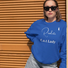 Pet Lover Blue And White Script Customized Cat Mom T Shirt