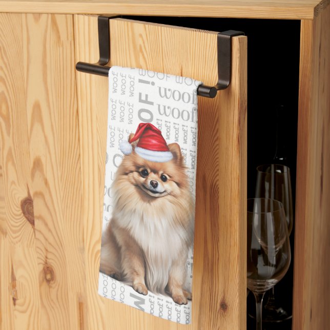 Pet Lover Holiday Pomeranian Dog Christmas Kökshandduk (Thirds Fold)