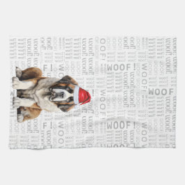 Pet Lover Holiday Saint Bernard Dog Christmas Kökshandduk