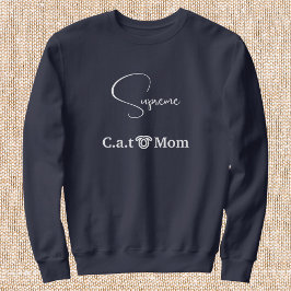 Pet Lover Navy Blue White Script Custom Cat Mom  T Shirt