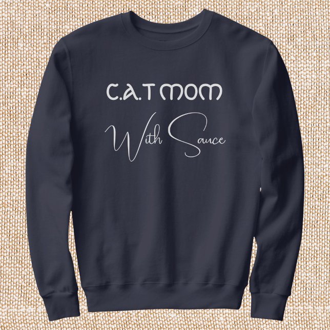 Pet Lover Personalized Script Cat Mom Navy Blue T Shirt (Skapare uppladdad)