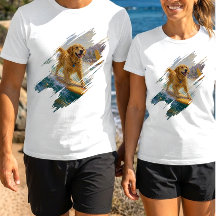 Pet Lover Surfing Golden Retriever Brush Stroke