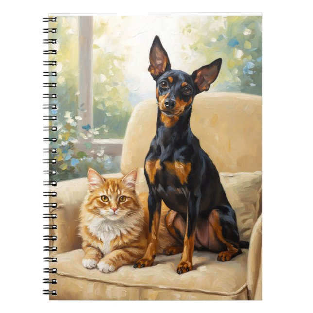 Pet Lovers Notebook - Dog Cat Oil Painting Journal Anteckningsbok (Framsidan)